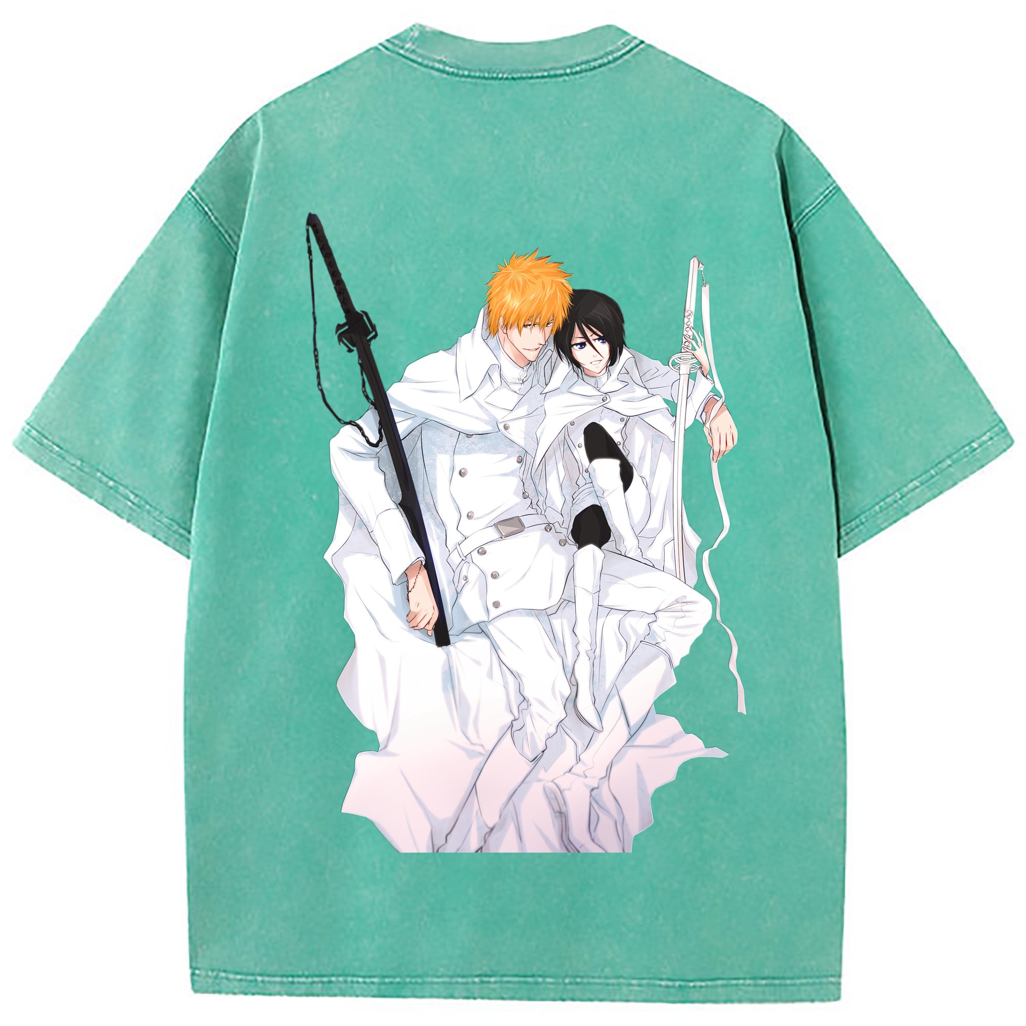 （画像用） ブリーチ 黒崎一護（くろさき いちご）BLEACH Kurosaki Ichigo 綿100% ヴィンテージ風 半袖Tシャツ（背面プリント）